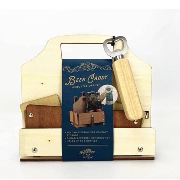 NWT adventure is out there bottle opener caddy wooden gift holds 6-12 oz bottle - Picture 6 of 7